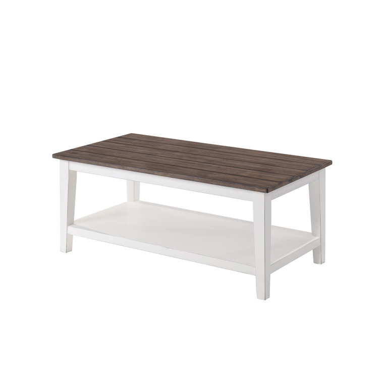 August Grove® Colne Solid Wood 4 Legs Coffee Table with Storage